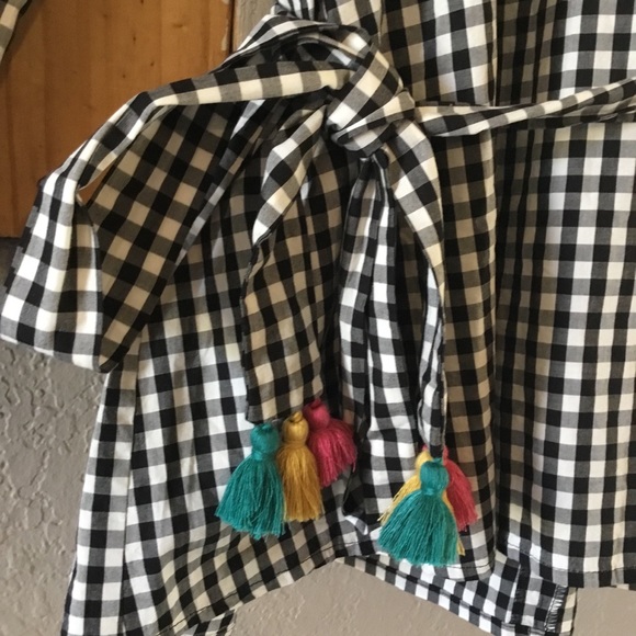 Madewell Smocked Gingham Top with tassel sash - Picture 5 of 8